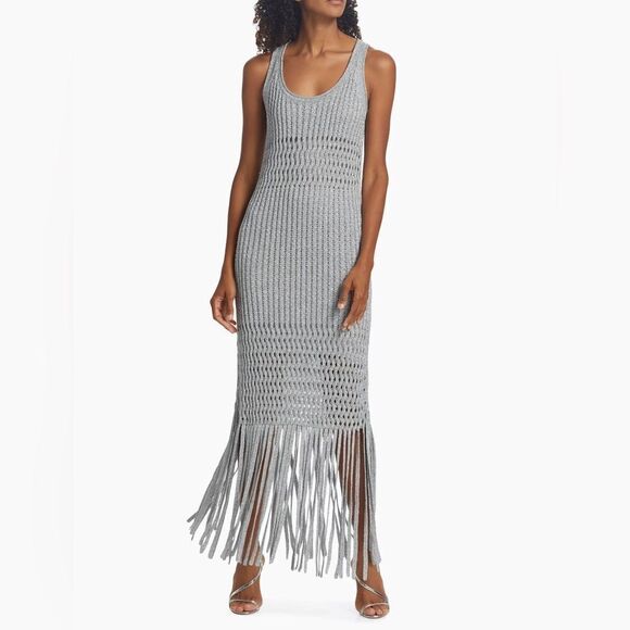 SIMKHAI Open-Stitch Fringe Maxi Dress size S - Picture 2 of 15